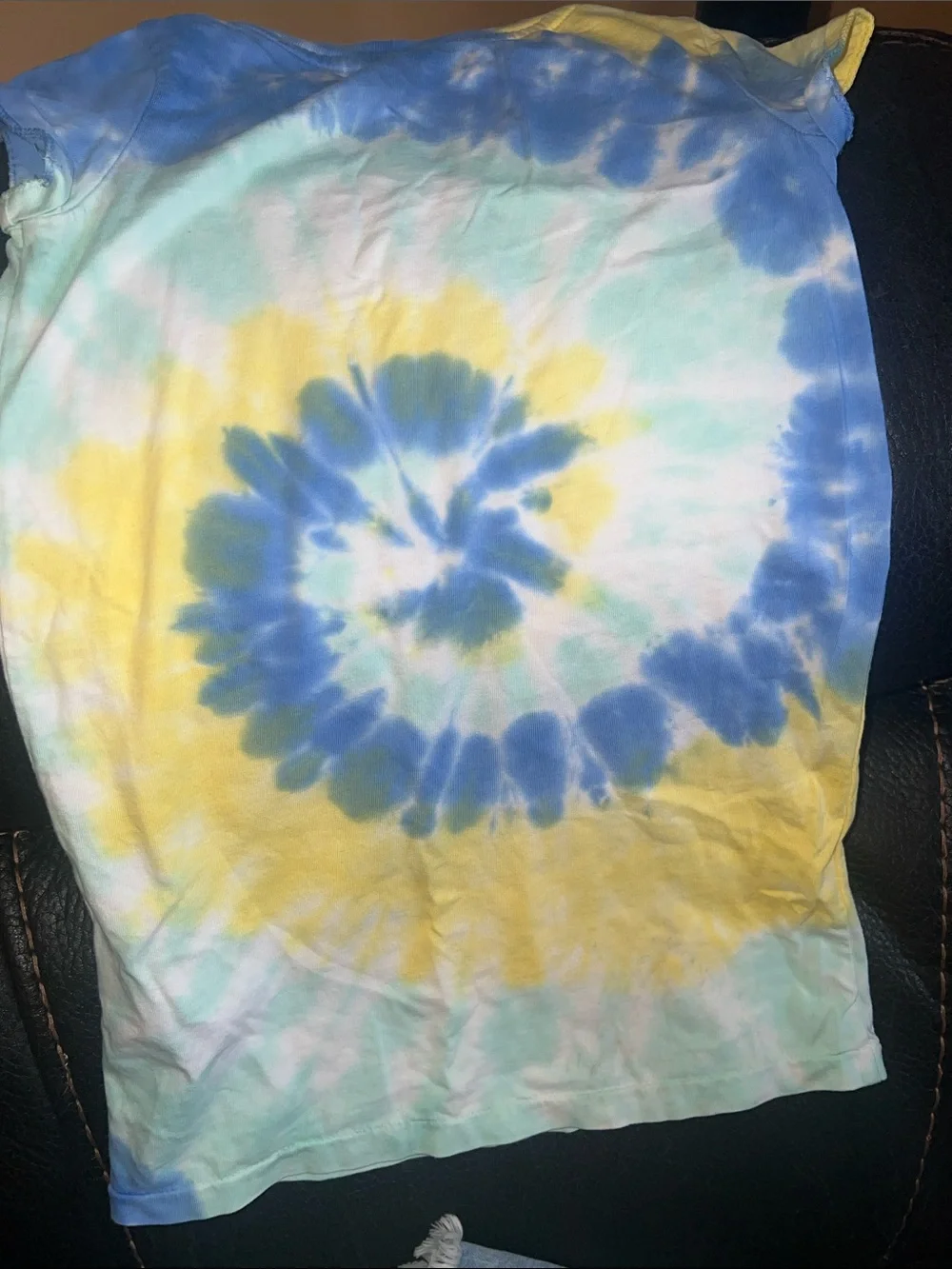 Ralph Lauren Spiral Tie-Dye Tee in Blue, Yellow & Mint